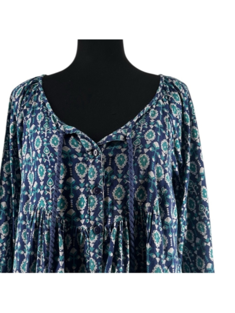 Roxy Blackbird Dress Blue Boho Floral Print beach cover up surf sz sm - Picture 4 of 12